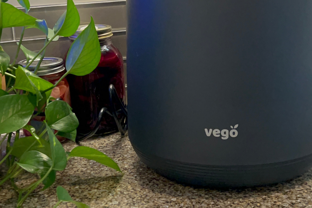 Vego Kitchen Composter on a kitchen counter