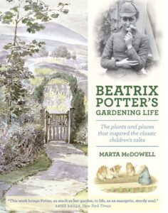 Beatrix Potter’s Gardening Life book cover by Marta McDowell, showing English garden illustration
