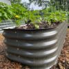 Birdies Garden Products raised metal garden bed in slate gray finish, durable galvanized steel backyard garden planter for growing vegetables, flowers, and herbs.