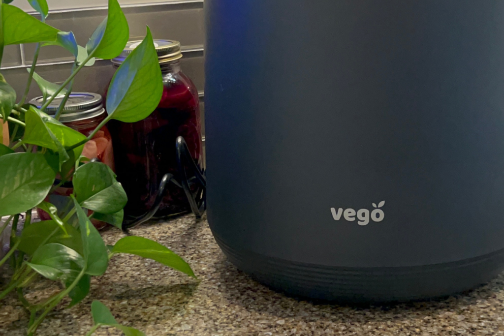 Vego Kitchen Composter on a kitchen counter
