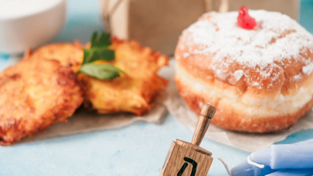 Latke potato pancakes and jelly donuts