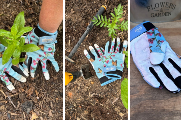 Blue Rugged Guard Leather Garden Gloves by Farmers Defense